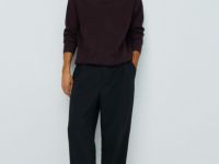 Вязаный джемпер-поло с длинным рукавом, Фиолетовый