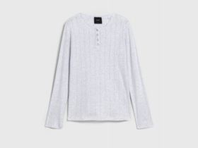 Пижамный лонгслив из ажурного трикотажа, Серый