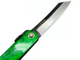 Складной нож Nagao Higonokami Hisui (Jade), сталь Aogami Kurouchi, рукоять металл, Green