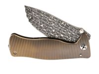 Нож складной LionSteel SR1DI G, сталь дамаск, рукоять титан