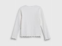 Лонгслив в рубчик для девочек, Белый
