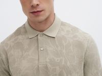 Поло с растительным принтом, Бежевый