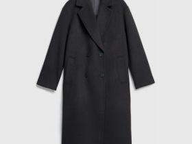 Длинное двубортное пальто из шерсти, Коричневый