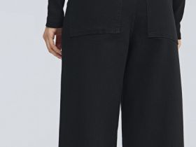 Укороченные широкие джинсы, Черный