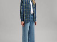 Свободная рубашка в клетку из твила