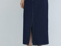 Джинсовая юбка миди, Синий