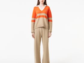 Женский шерстяной свитер Lacoste с v-образным вырезом