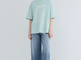 Футболка оверсайз с принтом, Зеленый