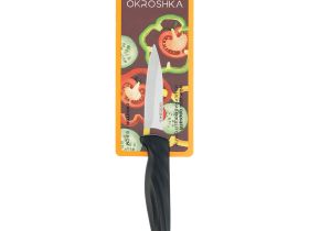 Нож кухонный для овощей Okroshka Crouton 8.8 см, сталь 5cr15mov, рукоять пластик, черный