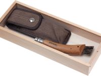 Нож грибника складной Opinel №8, нержавеющая сталь Sandvik 12C27, рукоять дуб, чехол + деревянный футляр, 001327