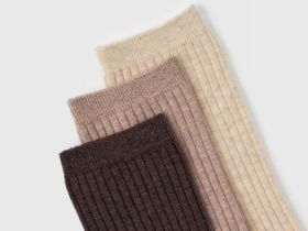 Носки в рубчик, 3 пары, Бежевый