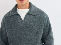 Текстурный джемпер поло, Серый