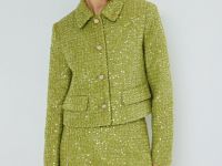 Мини-юбка из твида с пайетками, Зеленый