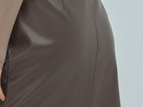 Мини-юбка из искусственной кожи, Коричневый