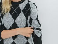 Джемпер с ромбами из пряжи с шерстью, Черный