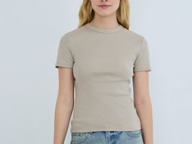 Футболка в рубчик, Бежевый