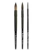 Кисть имитация белки круглая Roubloff "Aqua Black" ручка короткая черная, покрытие обоймы soft-touch
