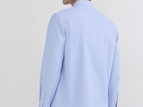 Рубашка из структурной ткани, Голубой