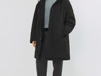 Удлинённая куртка с капюшоном, Черный