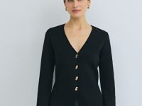 Кардиган на пуговицах с V-вырезом, Черный