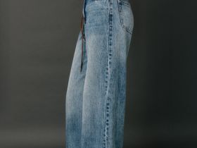 Широкие джинсы Wide leg с ремнём, Синий