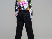 Брюки текстильные джинсовые утепленные для девочек