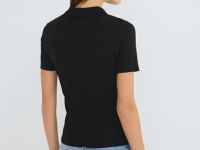 Поло в рубчик, Черный