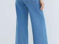 Укороченные широкие джинсы с эластаном, Голубой