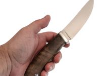 Охотничий нож КМЕТЬ Воронёнок, порошковая сталь M390, рукоять стабилизированная карельская береза