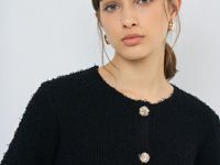 Укороченный кардиган из махровой пряжи, Черный