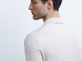 Вязаное поло с коротким рукавом, Бежевый