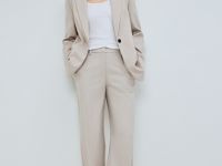 Однобортный жакет из поливискозы, Бежевый