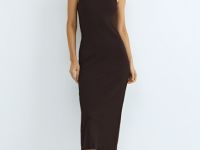 Платье-майка из трикотажа, Коричневый