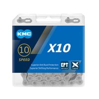 Цепь с антикоррозийным покрытием KMC X10 10 скоростей, замок (серебристый 114 звеньев)