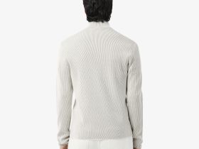 Мужской ребристый свитер на застежке Lacoste с высоким воротником