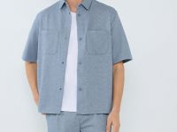 Шорты из двухцветного пике, Голубой