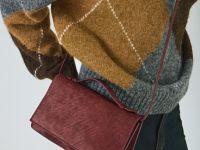 Сумка из натуральной кожи с ворсом, Фиолетовый