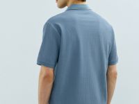 Поло из текстурной хлопковой ткани, Синий