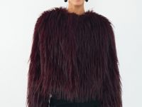 Укороченная шуба из искусственного меха, Фиолетовый