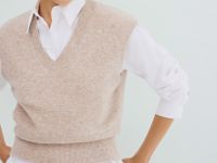 Укороченный вязаный жилет, Бежевый