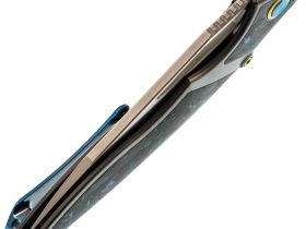 Складной нож Rike RK1902, сталь M390, рукоять титан/карбон, синий, премиальный флиппер