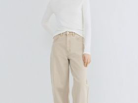 Джинсы Barrel с высокой посадкой, Бежевый