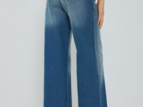 Широкие джинсы с высокой посадкой, Синий