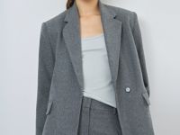 Жакет с поясом, Серый