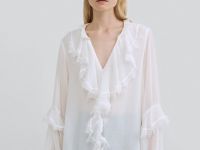 Блузка из шифона с рюшами, Белый