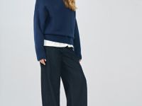 Утеплённые широкие джинсы, Синий