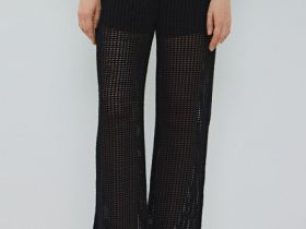 Широкие брюки из структурной ткани, Черный