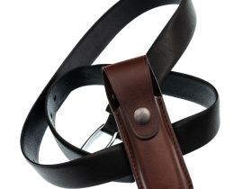 Чехол для складного ножа на пояс, 140 мм, кнопка, коричневый