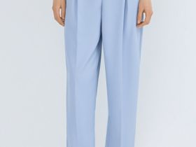 Зауженные брюки с поясом, Голубой