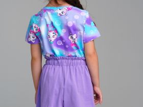 Комплект трикотажный для девочек: фуфайка (футболка), шорты